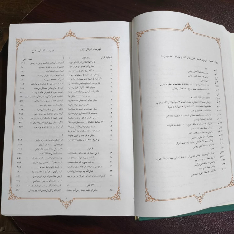 دیوان حافظ لسان الغیب به اهتمام احمد مجاهد ،نشر دانشگاه تهران ، چاپ رحلی نسخه فریدون میرزای تیموری