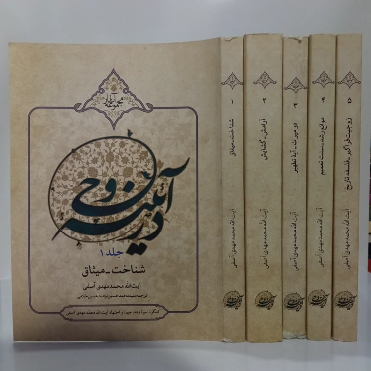 در آینه وحی 5جلدی نویسنده آیت الله محمد مهدی آصفی ترجمه سید محمد حسین نواب ، حسین خادمی