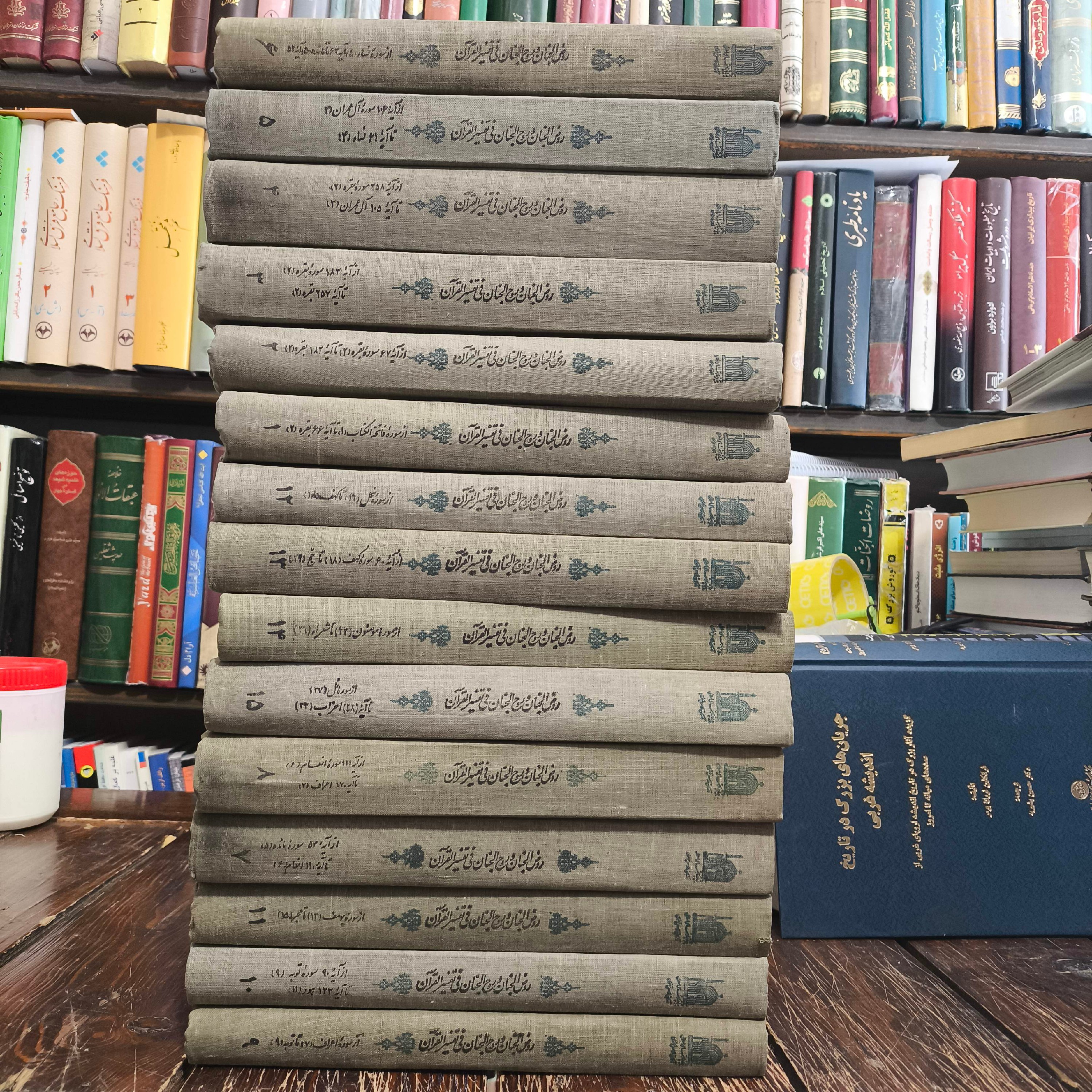 روض الجنان و روح الجنان فی تفسیر القرآن با تصحیح و حواشی مرحوم میرزا ابوالحسن شعرانی ره ، محقق یاحقی 15 جلدی